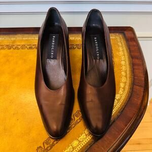 Bandolino Stylish Womens Leather Classic Brown Block Heel Pumps Size 8